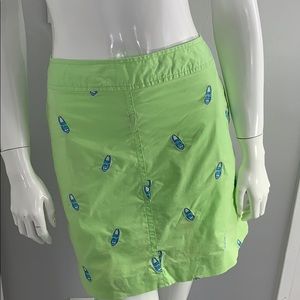 Lilly Pulitzer line green Embroidered Skort with slipper shoes